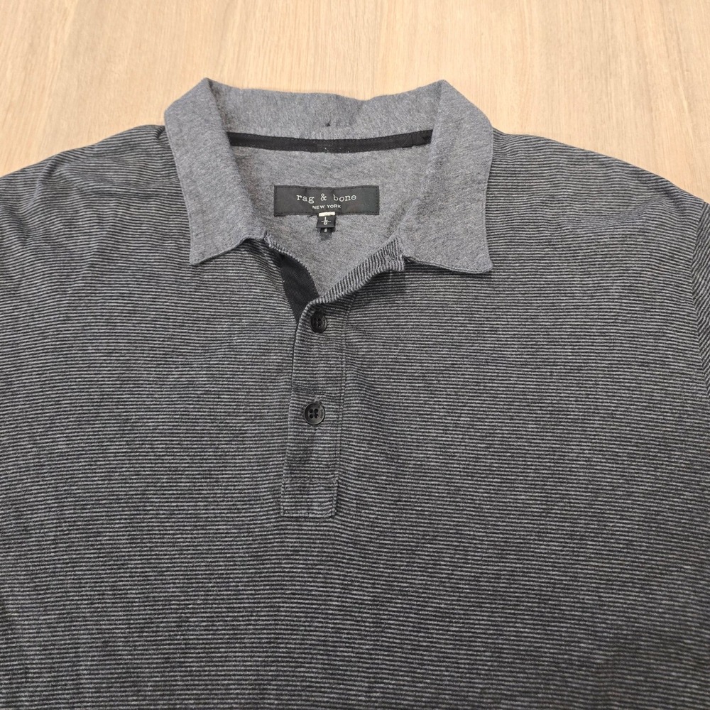 Rag & Bone‎ Short Sleeve Polo Shirt Mens Large Gray Performance Golf Casual